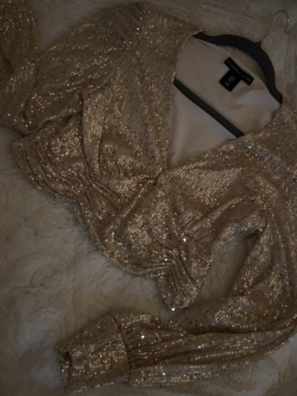 Sincerly Jules Gold Sequin Wrap-Style Tunic Top
